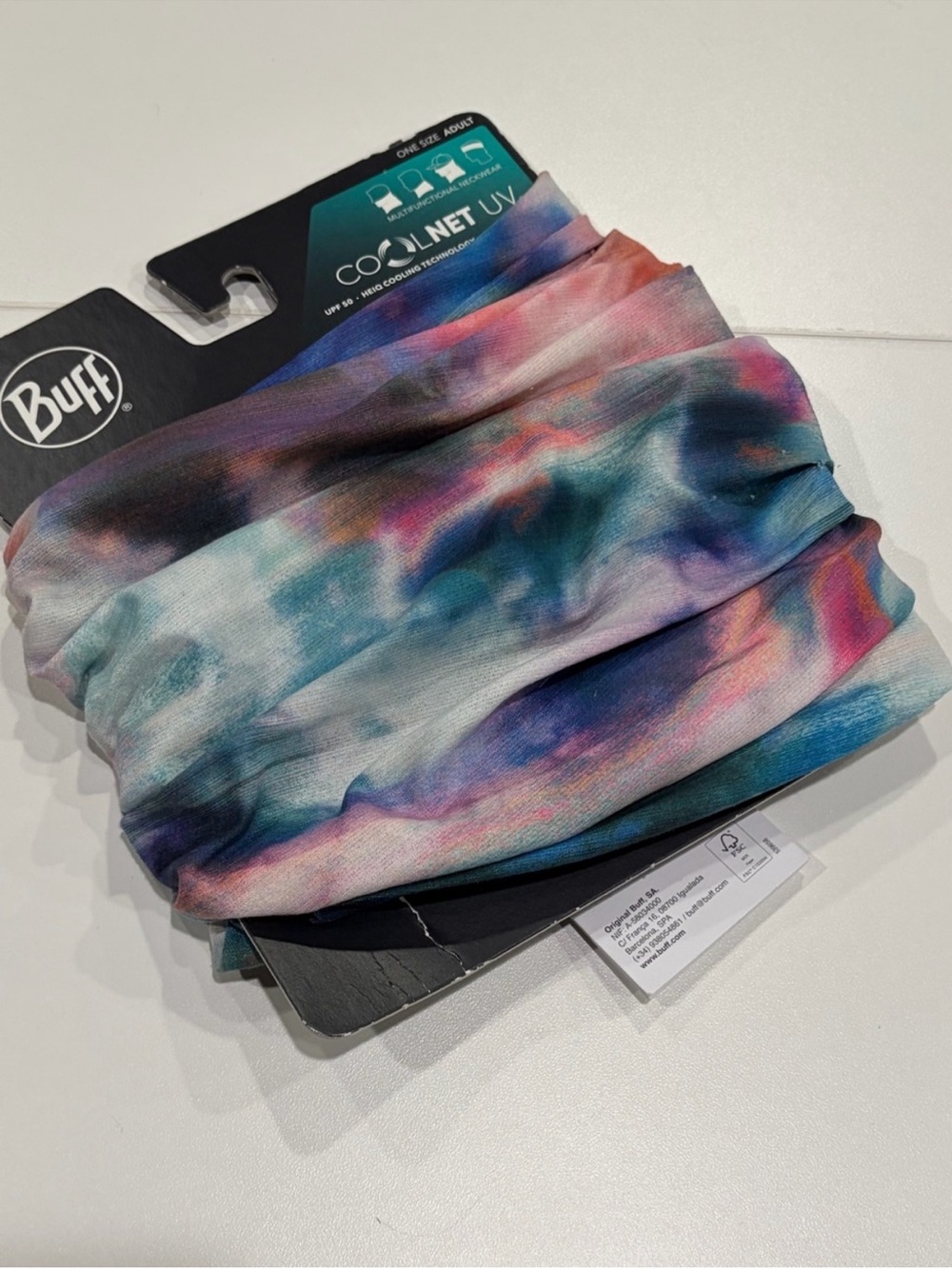Buff Coolnet UV Full Tube Adult Neckwear UPF 50+ Summer NWT Teal Pink Pattern